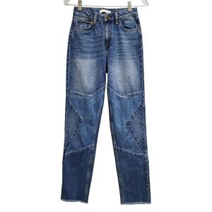 Sandro Jean Women 2 Blue Cotton Denim Star Patchwork Grunge Distressed Raw FR 34